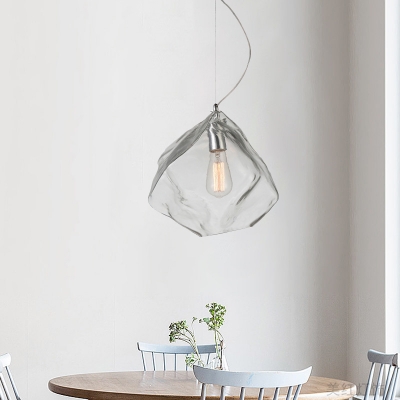 Rock Shape Pendant Lamp Minimalism Clear Glass 1 Head Dining Table Suspension Light