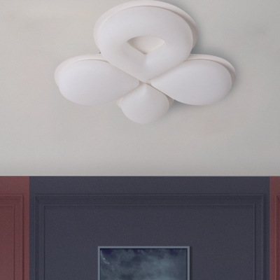 Baby Room LED Ceiling Mount Light Minimalist Grey/White/Coffee Flush Light with Clover Acrylic Shade