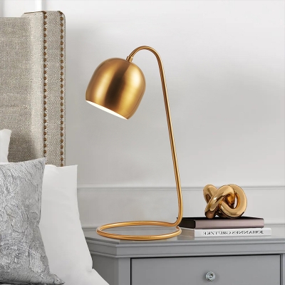 Brass Finish Bell Table Light Post-Modern 1 Head Metallic Nightstand Lamp with Twisted Rod Base