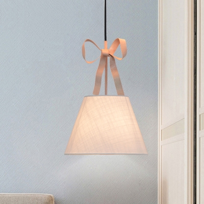 Fabric Ribbon Conical Multi Pendant Light Minimalist 2-Bulb Suspended Lighting Fixture in Pink
