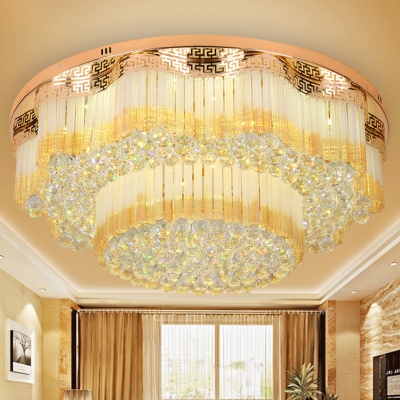 

Faceted Crystal Orb Gold Flushmount Double Layered LED Contemporary Flush Ceiling Light, HL621877