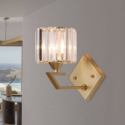 Gold Finish 1 Head Wall Mounted Lamp Simplicity Crystal Prism Wall Lighting Ideas with Arm