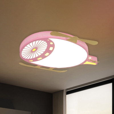 Kids Plane Flush Light Fixture Metal LED Bedroom Flush Mount Recessed Lighting in Pink/Blue