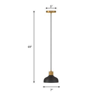 Matte Black Barn Pendulum Light Simple Single Iron Down Lighting Pendant for Bedroom