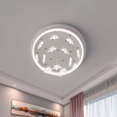 Nordic LED Ceiling Flush White Star Shaped Flushmount Lighting with Acrylic Shade, White/Warm Light