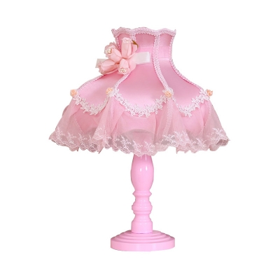 Pink Princess Dress Nightstand Light Pastoral Fabric Single Living Room Table Lamp