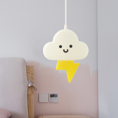 White and Yellow Cloud Pendant Light Cartoon LED Acrylic Ceiling Suspension Lamp