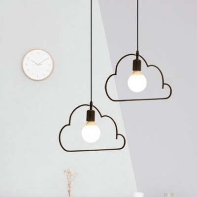 Black/White Cloud Cluster Pendant Nordic 2 Lights Iron Suspended Lighting Fixture for Restaurant