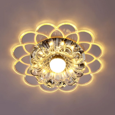 Bloom Clear Crystal Flushmount Modernist LED Hallway Ceiling Mounted Light in Warm/Multi Color Light