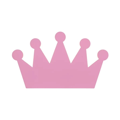 Crown-Shape Wall Mount Lamp Fixture Cartoon Wood Panel LED Bedside Sconce Light in Pink/Yellow