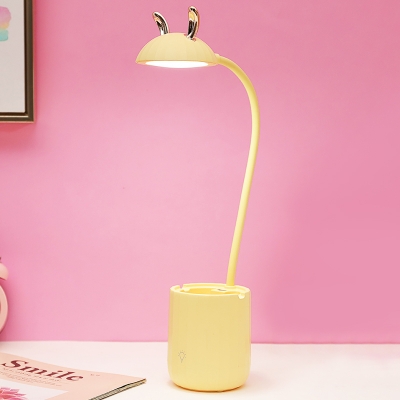 Elk/Rabbit Reading Book Light Macaroon Plastic Pink/Yellow/Green LED Night Table Lamp with Pen Container Base