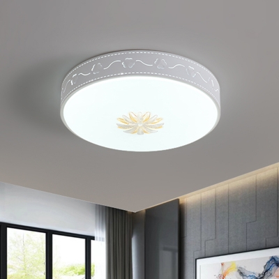 Hollowed Out Round Flush Light Minimalistic Acrylic White LED Ceiling Mount Lamp for Bedroom