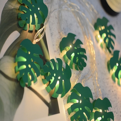 Leaf Bedroom LED Fairy Lamp 40 Bulbs Minimalism Battery/USB Powered String Light Idea in Green, 6M