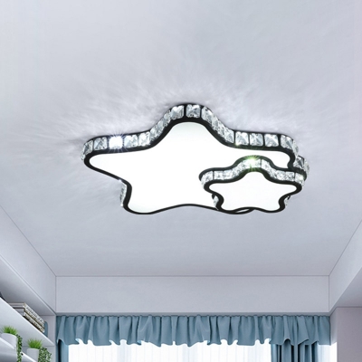Pentagram Bedroom LED Ceiling Flush Modern Crystal Black Flush Mounted Light Fixture