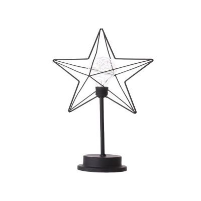Starfish Bedroom Table Lamp Iron Nordic LED Night Stand Light with Clear Bulb Glass Shade in Black