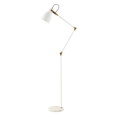 White Funnel Adjustable Floor Light Nordic Style Single-Bulb Iron Reading Floor Lamp