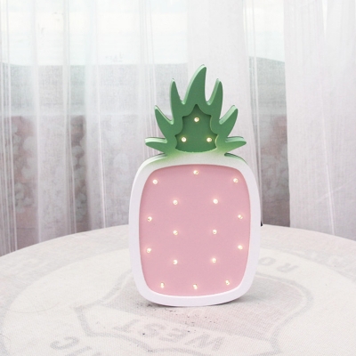 Wood Pineapple Mini Night Stand Lamp Cartoon Pink/Blue LED Wall Mounted Light for Decoration