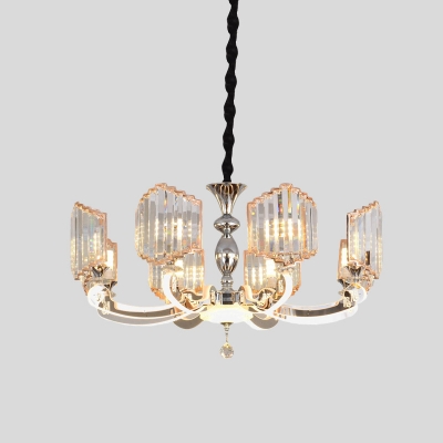8-Bulb Crystal Chandelier Lamp Modernist Chrome Branch Dining Table Down Lighting Pendant