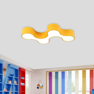 Acrylic Curve Flush Ceiling Light Kids Red/Yellow/Blue LED Flush Mount Recessed Lighting for Bedroom