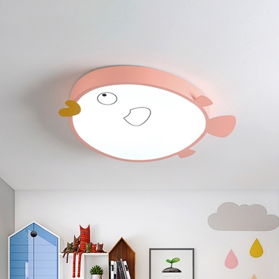 Birdie Flush Mount Ceiling Light Cartoon Acrylic Child Bedroom LED Flushmount in Pink/Blue