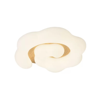 Cloud Close to Ceiling Light Kids Acrylic Child Room LED Flush Mounted Lamp in Wood