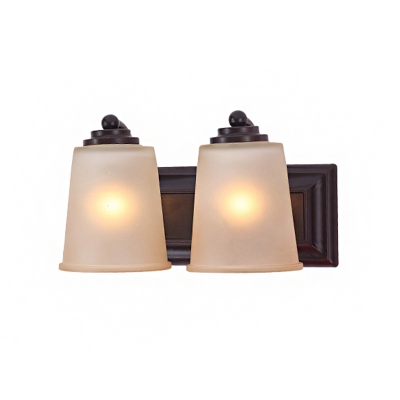 Cone Frosted Glass Wall Lighting Antique 2 Bulbs Bathroom Wall Light Fixture in Black
