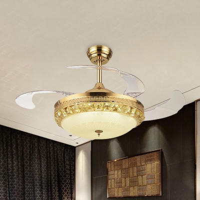 Faceted Crystal Domed Hanging Fan Light Modern 42.5