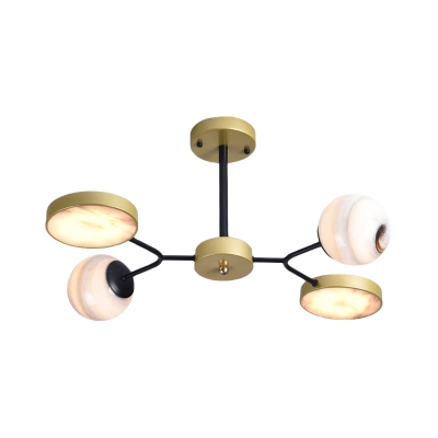 Gold Radial Chandelier Light Postmodern 4/6/8 Bulbs Frosted Glass Ceiling Suspension Lamp