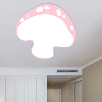 Kids LED Flushmount Lighting Pink/Yellow/Blue Mushroom Ceiling Light with Acrylic Shade for Kindergarten