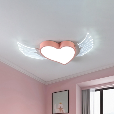 Love Wings Ceiling Lamp Modern Acrylic LED Pink Flush Mount Light Fixture for Kids Bedroom