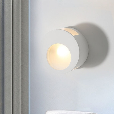 Minimalist 1-Bulb Flush Mount Wall Sconce White Round Mini Wall Mount Lighting with Plaster Shade