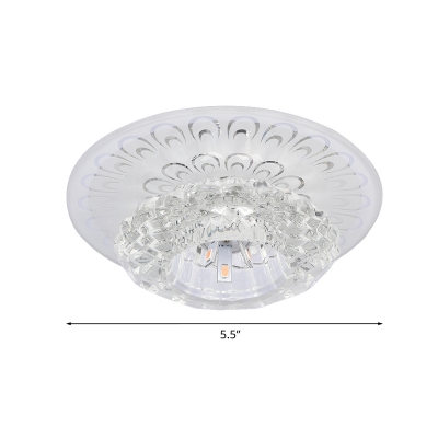 Modernism Floral Ceiling Light Clear Cystal LED Flush Mount with Round Canopy in Warm/White/Multi Color Light, 5.5