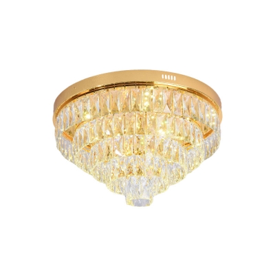 Modernism Tiered Flush Light Fixture Crystal Rectangle LED Flush Mount Lamp in Gold, 16
