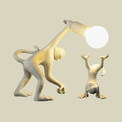 Monkey Night Stand Light Creative Resin Single-Bulb Black/White/Gold Finish Table Lamp for Bedside