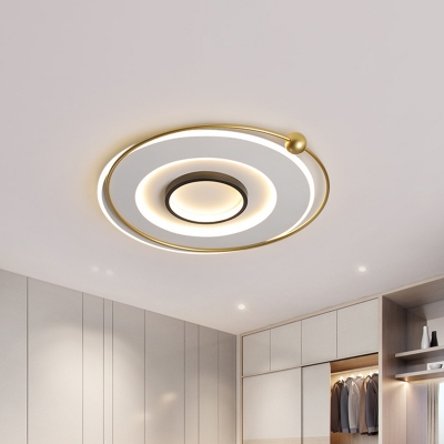 Multi-Ring Ultrathin Acrylic Flush Light Minimalistic Gold LED Ceiling Mount Lamp in Warm/White Light