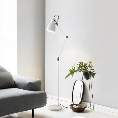 White Funnel Adjustable Floor Light Nordic Style Single-Bulb Iron Reading Floor Lamp