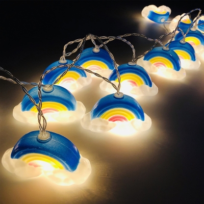 9.8 Ft Rainbow LED String Lamp Kids Plastic 20-Light Birthday Party String Light Hanging Kit in Blue