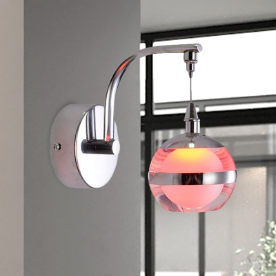 Chrome Ball Wall Hanging Light Simple Acrylic Living Room LED Wall Mount Lamp in 3 Color Light