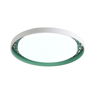 Circle Acrylic Ceiling Mounted Fixture Macaron White/Pink/Green LED Flushmount Light for Bedroom