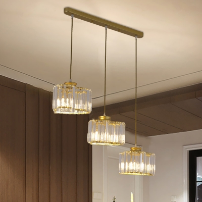 Crystal Loving Heart Cluster Pendant Modern 3 Heads Dining Table Suspension Light in Gold