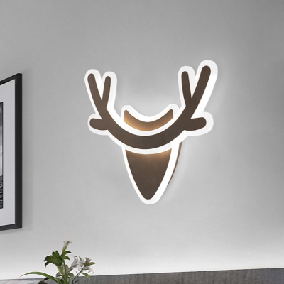 Nordic Antler/Wifi/Heart Sconce Acrylic Living Room LED Wall Mounted Light Fixture in Light Coffee/Coffee/Black