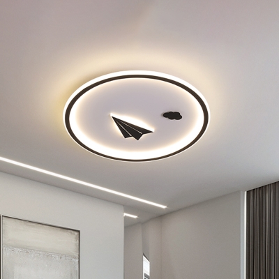 Paper Plane Extra Thin Ceiling Light Minimalistic Iron Black LED Flush Mount Recessed Lighting in Warm/White Light