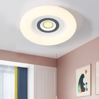 Round/Flower Bedroom Flush Mount Lamp Acrylic LED Kids Close to Ceiling Lighting Fixture in White