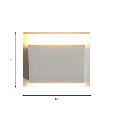White Square Mini Wall Lamp Simple Novelty 1 Head Plaster Wall Sconce for Living Room
