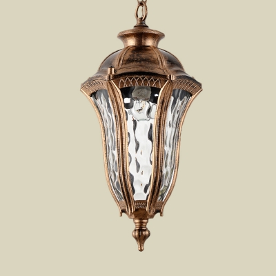1 Bulb Pendant Ceiling Light Rural Urn Shade Clear Dimple Glass Hanging Lamp Kit in Bronze