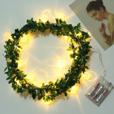 

6.5 Ft Plastic Foliage Fairy Lights Cottage 20-Bulb Green LED Light Strip with Seedy Ball Shade, HL626974