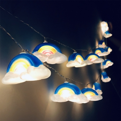 9.8 Ft Rainbow LED String Lamp Kids Plastic 20-Light Birthday Party String Light Hanging Kit in Blue