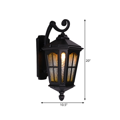 Black Single Bulb Wall Sconce Countryside Water Glass Swooping Arm Wall Light Fixture