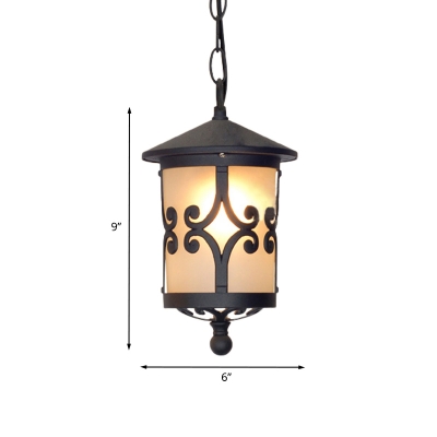 Coffee Lantern Hanging Pendant Country Clear/Opal Glass 1 Light Corridor Pendulum Light for Restaurant