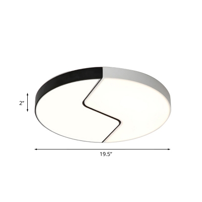 Crack Egg Flush-Mount Light Fixture Simplicity Acrylic Black-White LED Ceiling Lamp in Warm/White Light